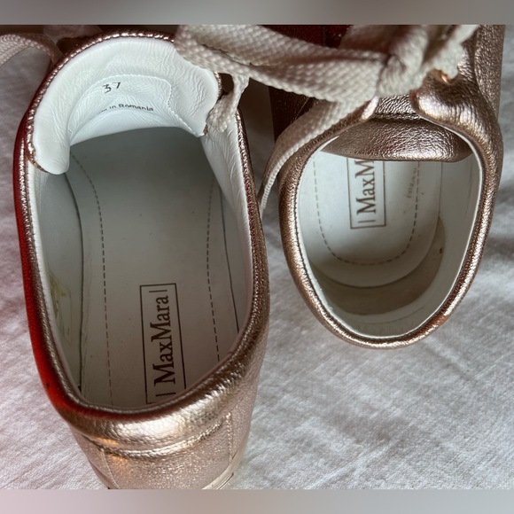 Max Mara rose gold leather sneakers sz 7 - Picture 3 of 7